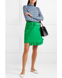 Prada Ruffled Tech Jersey Mini Skirt