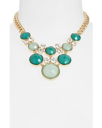 Anne Klein Stone Bib Necklace Green Multi Clear Gold