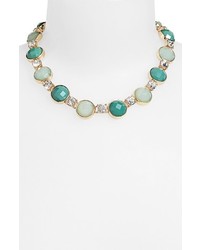 Anne Klein Stone Collar Necklace Green Multi Clear Gold