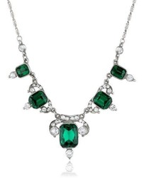 Ben-Amun Jewelry Emerald Deco Faux Stone Crystal Necklace 16