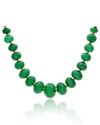 Bling Jewelry Gold Faceted Green Jade Graduated Necklace