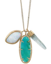 Melissa Joy Manning Gem Silica Chrysocolla Aqua Crystal Stick And Opal Doublet Freeform Necklace