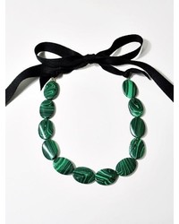 Green Gemstone Ribbon Necklace