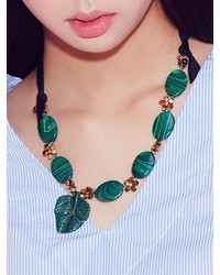 Green Leaf Ribbon Necklace