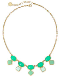 Liz Claiborne Green Stone Gold Tone Collar Necklace