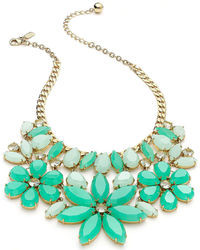 Kate Spade New York Gold Tone Green Floral Statet Necklace