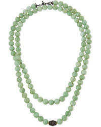 Armenta Old World Midnight Green Moonstone Bead Necklace With Diamonds