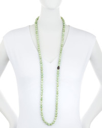 Armenta Old World Midnight Green Moonstone Bead Necklace With Diamonds
