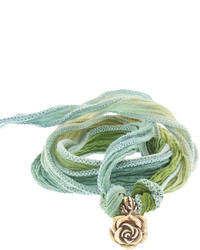 Catherine Michiels Secret Rose Bronze Charm Silk Bracelet Wrap
