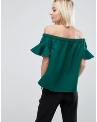 Asos Off Shoulder Top With Frill Sleeve