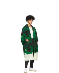 Homme Plissé Issey Miyake Green And Black Action Painting Coat