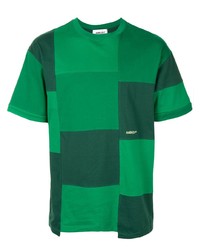 Green Patchwork Crew-neck T-shirt