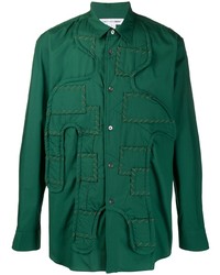 Green Patchwork Long Sleeve Shirt