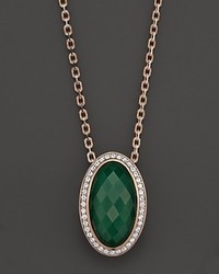 Bloomingdale's Green Chrome Chalcedony And White Sapphire Pendant Necklace In 14k Rose Gold 18