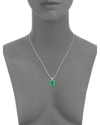 John Hardy Classic Chain Diamond Emerald Sterling Silver Pendant Necklace