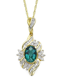 jcpenney Fine Jewelry Lab Created Emerald And White Sapphire Cluster Pendant Necklace