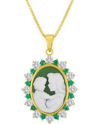 jcpenney Fine Jewelry Lab Created Emerald And White Sapphire Mom And Baby Cameo Pendant Necklace
