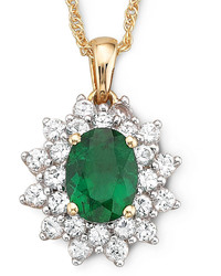 jcpenney Fine Jewelry Lab Created Emerald And White Sapphire Pendant