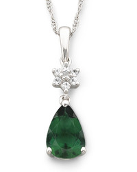 jcpenney Fine Jewelry Lab Created Pear Shaped Emerald White Sapphire Pendant Necklace