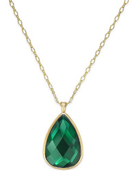 Charter Club Gold Tone Green Crystal Pendant Necklace Only At Macys