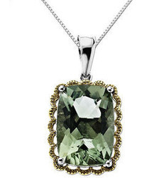 Lord & Taylor Green Amethyst Pendant In Sterling Silver With 14 Kt Yellow Gold
