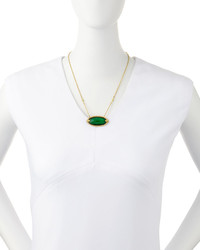 Armenta Green Onyx Diamond Fleur De Lis Oval Pendant Necklace