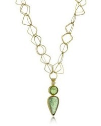 Julieli Metaform Green Tourmaline 18k Gold Chain Diamond Pendant Necklace