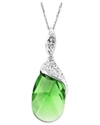Kaleidoscope Sterling Silver Necklace Green Crystal Pendant With Swarovski Elets