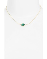Kendra Scott Mara Stone Pendant Collar Necklace Emerald Catseye Gold