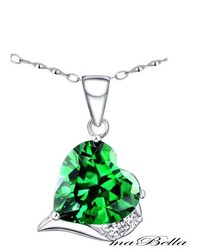 Mabella 606 Cttw Heart Shaped 12x12mm Created Emerald Pendant With 18 Sterling Silver Necklace