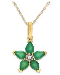 Macy's 10k Gold Necklace Emerald And Diamond Accent Star Pendant