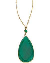Mali Sabatasso Gold And Emerald Teardrop Pendant Necklace