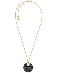 Michael Kors Michl Kors Gold Tone Opaque Stone Disc Pendant Necklace