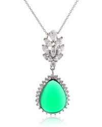 Nina Tanja Emerald And Flame Top Cubic Zirconia Chain Pendant Necklace 18