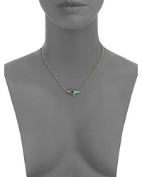 Ila Roxana Emerald 14k Yellow Gold Leaf Pendant Necklace