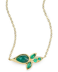 Ila Roxana Emerald 14k Yellow Gold Leaf Pendant Necklace