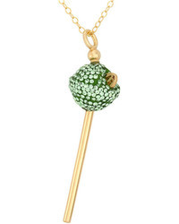 Sis By Simone I Smith 18k Gold Over Sterling Silver Necklace Lime Green Crystal Mini Lollipop Pendant