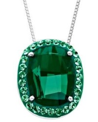 Lord & Taylor Sterling Silver Green Crystal Pendant Necklace