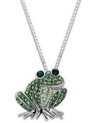 Lord & Taylor Sterling Silver Green Frog Crystal Pendant Necklace