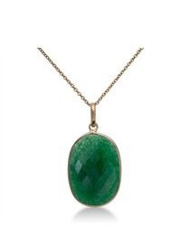 superjeweler 35ct Green Jade Oval Pendant On A 24 Inch 18k Gold Overlay Chain