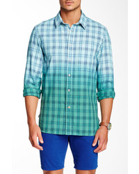 Benson New York Dip Dye Plaid Long Sleeve Regular Fit Linen Shirt