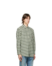 Gucci Off White And Green Check Cat Shirt