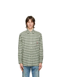 Gucci Off White And Green Check Cat Shirt