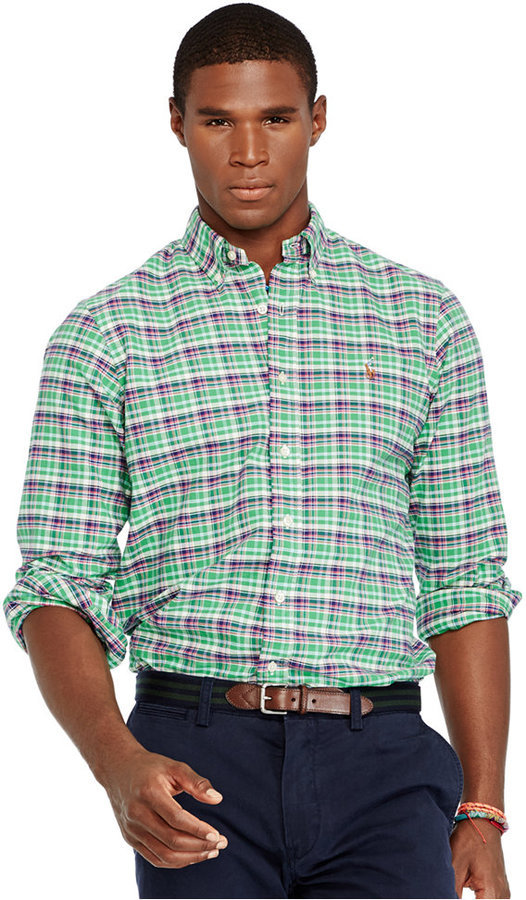 ralph lauren green plaid shirt