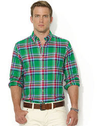 Polo Ralph Lauren Shirt Custom Fit Long Sleeve Plaid Twill Shirt