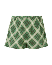 Green Plaid Silk Shorts