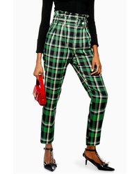 Green Plaid Tapered Pants