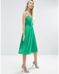 Asos Collection Strappy Midi Dress With Pleated Skirt