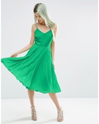 Asos Collection Strappy Midi Dress With Pleated Skirt