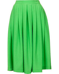 Topshop Bright Green Seersucker Full Midi Skirt With Zip Fastening At The Back 61% Viscose39% Polyester Machine Washable